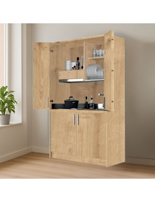 Cucina salvaspazio a scomparsa Fold Evolution colore rovere e elettrodomestici inclusi 125x62x208H