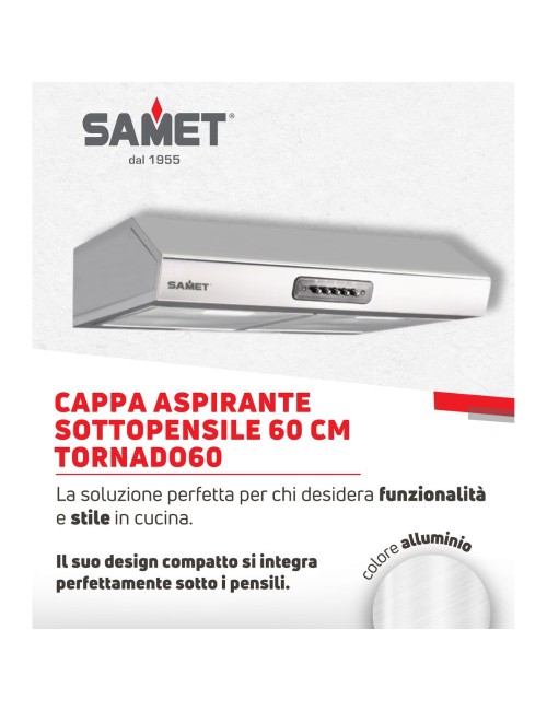 Gruppo Cappa Sottopensile Tornado 60 Samet Colore Inox Prezzo