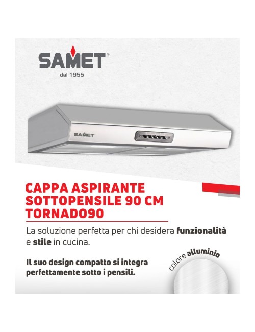 Gruppo Cappa Sottopensile Tornado 90 Inox Samet Prezzo