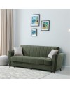 Divano letto Duca 3 posti verde con contenitore e funzione letto 223x86x89H