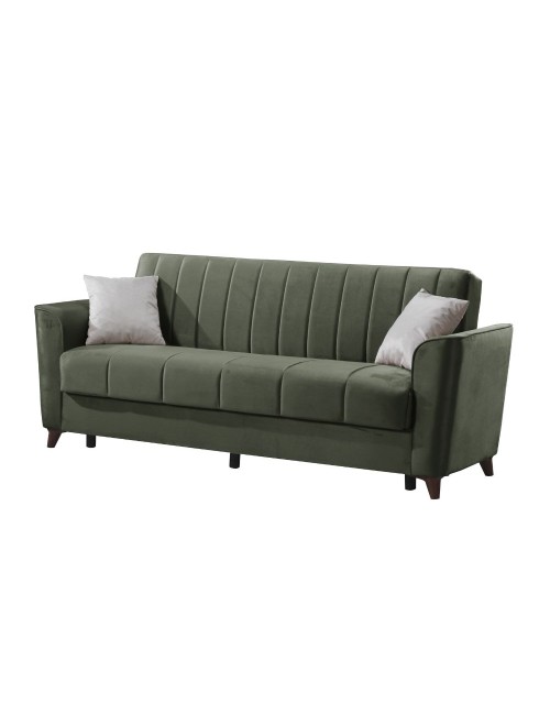Divano letto Duca 3 posti verde con contenitore e funzione letto 223x86x89H