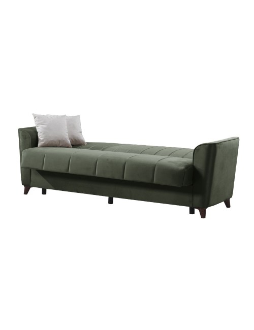 Divano letto Duca 3 posti verde con contenitore e funzione letto 223x86x89H