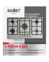 Piano Cottura gas 5 fuochi 90 cm Acciaio inox Samet Apollo2