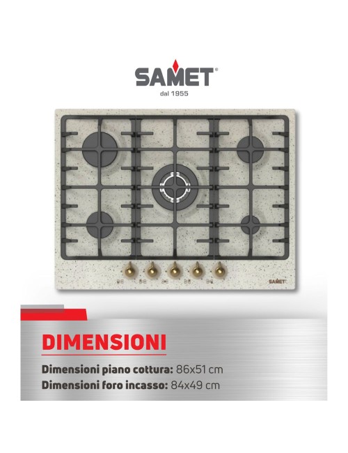 Piano Cottura 5 fuochi da 90 cm avena Aiace Samet prezzo