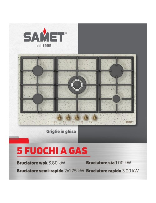 Piano Cottura 5 fuochi da 90 cm avena Aiace Samet prezzo
