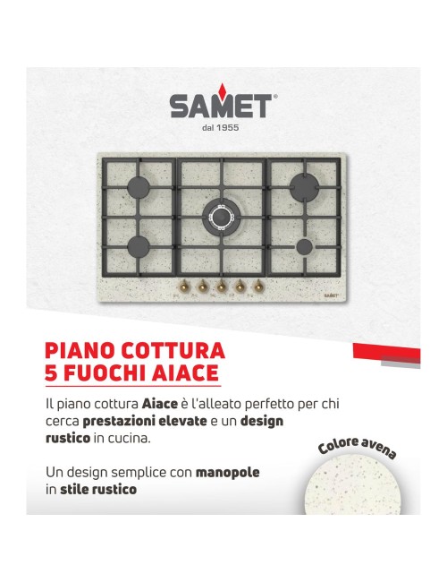 Piano Cottura 5 fuochi da 90 cm avena Aiace Samet prezzo