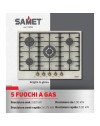 Piano cottura 5 fuochi da 70 cm avena Menelao Samet