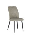 Sedia Vika in nabuk tortora con trama geometrica e piedi neri - Eleganza e comfort