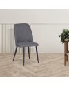 Sedia Vika in tessuto grigio con trama geometrica e piedi neri - Eleganza e comfort