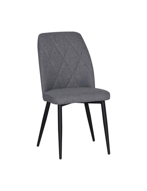 Sedia Vika in tessuto grigio con trama geometrica e piedi neri - Eleganza e comfort