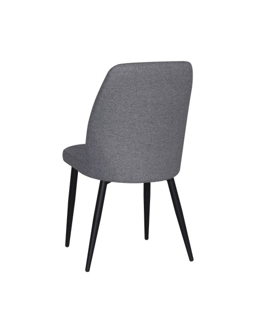 Sedia Vika in tessuto grigio con trama geometrica e piedi neri - Eleganza e comfort