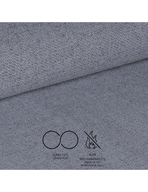 Sedia Vika in tessuto grigio con trama geometrica e piedi neri - Eleganza e comfort