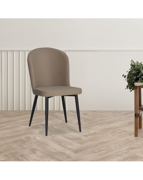 Sedia Barka in tessuto tortora con piedi neri – Comfort morbido e design