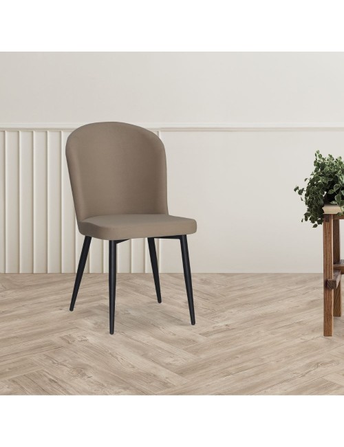 Sedia Barka in tessuto tortora con piedi neri – Comfort morbido e design