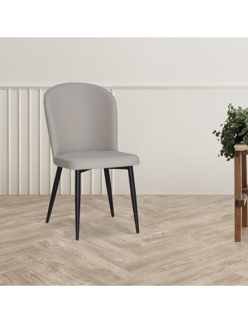 Sedia Barka in tessuto grigio con piedi neri – Comfort morbido e design
