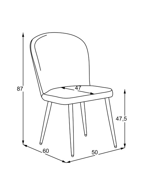 Sedia Barka in tessuto grigio con piedi neri – Comfort morbido e design