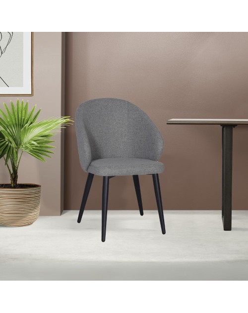 Sedia imbottita Patya in tessuto grigio cenere con gambe nere – Comfort essenziale e carattere moderno