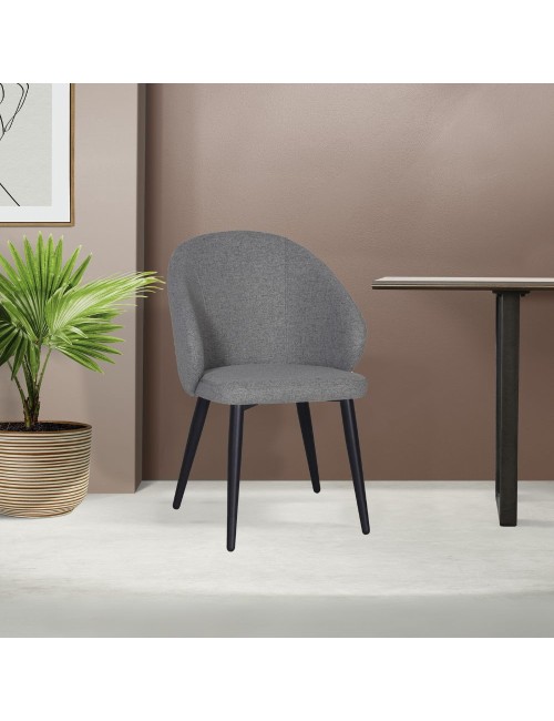 Sedia imbottita Patya in tessuto grigio cenere con gambe nere – Comfort essenziale e carattere moderno