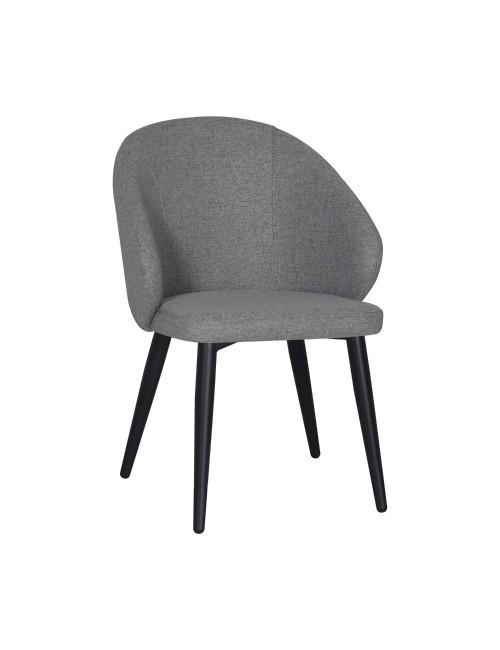 Sedia imbottita Patya in tessuto grigio cenere con gambe nere – Comfort essenziale e carattere moderno