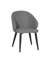 Sedia imbottita Patya in tessuto grigio cenere con gambe nere – Comfort essenziale e carattere moderno