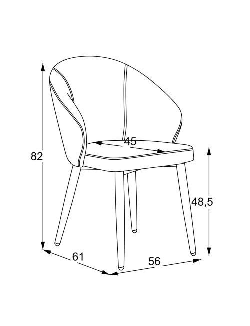 Sedia imbottita Patya in tessuto grigio cenere con gambe nere – Comfort essenziale e carattere moderno