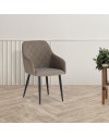 Sedia Rarra in tessuto tortora con schienale geometrico e gambe nere – Comfort per ambienti moderni