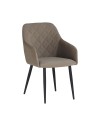 Sedia Rarra in tessuto tortora con schienale geometrico e gambe nere – Comfort per ambienti moderni