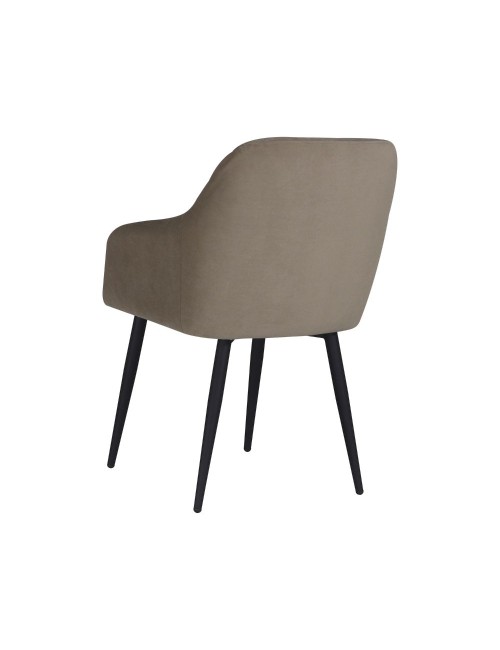 Sedia Rarra in tessuto tortora con schienale geometrico e gambe nere – Comfort per ambienti moderni