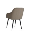 Sedia Rarra in tessuto tortora con schienale geometrico e gambe nere – Comfort per ambienti moderni
