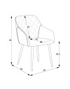 Sedia Rarra in tessuto tortora con schienale geometrico e gambe nere – Comfort per ambienti moderni
