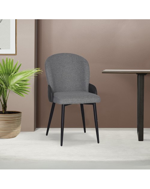 Sedia imbottita Simo in tessuto grigio chiaro con dettaglio in nabuk antracite – Comfort e stile sofisticato