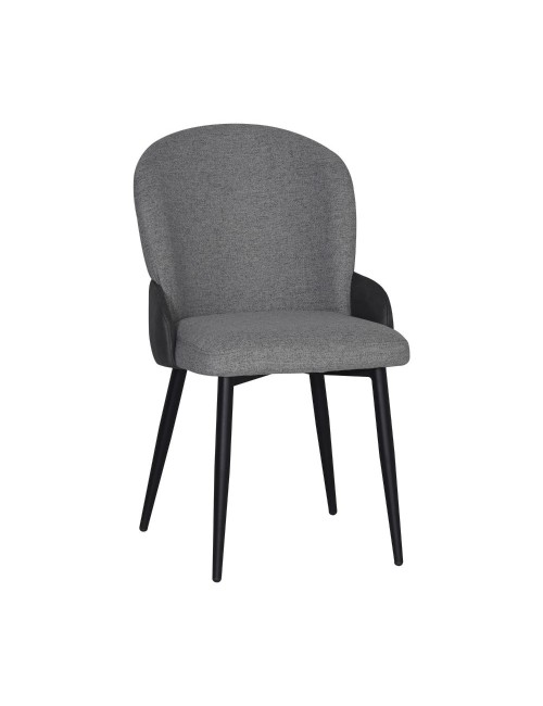 Sedia imbottita Simo in tessuto grigio chiaro con dettaglio in nabuk antracite – Comfort e stile sofisticato