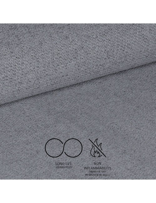 Sedia imbottita Simo in tessuto grigio chiaro con dettaglio in nabuk antracite – Comfort e stile sofisticato