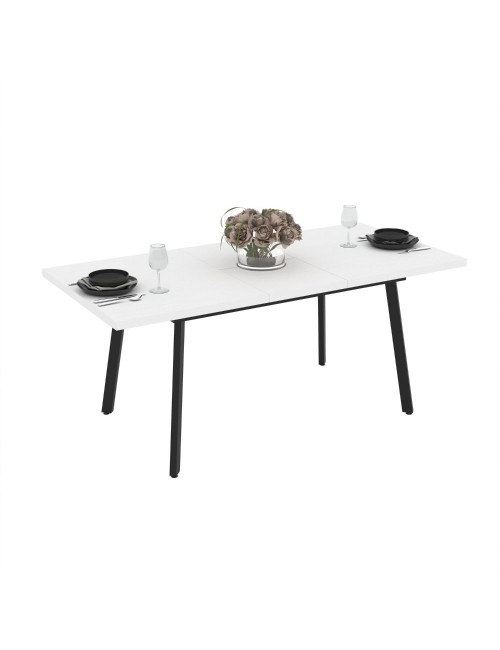 Tavolo allungabile piano colore bianco frassinato e gambe in metallo nero Lini 138x85x76h