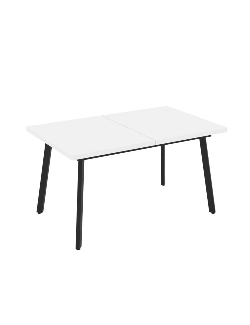 Tavolo allungabile piano colore bianco frassinato e gambe in metallo nero Lini 138x85x76h
