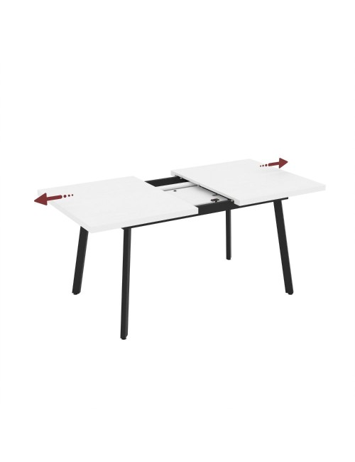 Tavolo allungabile piano colore bianco frassinato e gambe in metallo nero Lini 138x85x76h