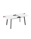 Tavolo allungabile piano colore bianco frassinato e gambe in metallo nero Lini 138x85x76h