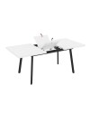 Tavolo allungabile piano colore bianco frassinato e gambe in metallo nero Lini 138x85x76h