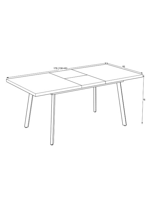 Tavolo allungabile piano colore bianco frassinato e gambe in metallo nero Lini 138x85x76h