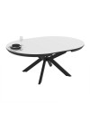 Tavolo rotondo allungabile Meli bianco lucido con gambe nere 138x138x76H