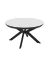 Tavolo rotondo allungabile Meli bianco lucido con gambe nere 138x138x76H