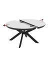 Tavolo rotondo allungabile Meli bianco lucido con gambe nere 138x138x76H
