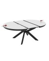 Tavolo rotondo allungabile Meli bianco lucido con gambe nere 138x138x76H