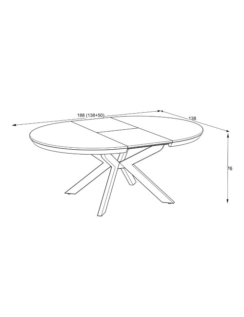 Tavolo rotondo allungabile Meli bianco lucido con gambe nere 138x138x76H