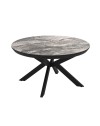 Tavolo rotondo allungabile Meli effetto marmo nero lucido con gambe nere 138x138x76H