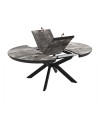 Tavolo rotondo allungabile Meli effetto marmo nero lucido con gambe nere 138x138x76H
