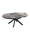 Tavolo rotondo allungabile Meli effetto marmo nero lucido con gambe nere 138x138x76H
