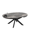 Tavolo rotondo allungabile Meli effetto marmo nero lucido con gambe nere 138x138x76H