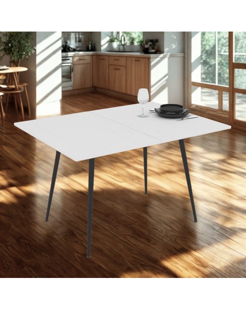 Tavolo allungabile e girevole bianco Lilis 90x60x75H