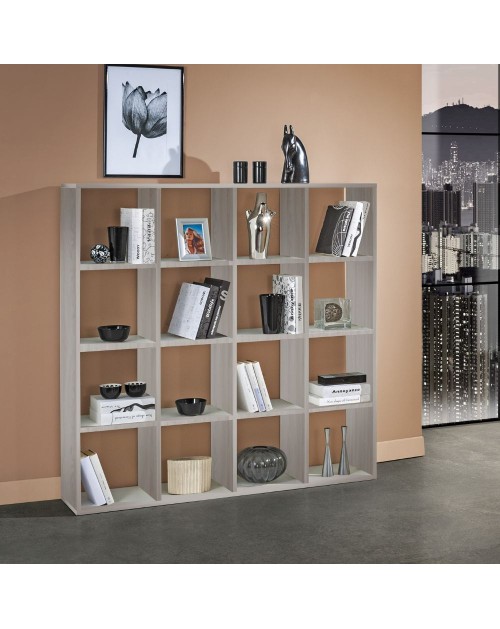 Libreria 16 vani a giorno olmo perla Hawai 141x32x141H